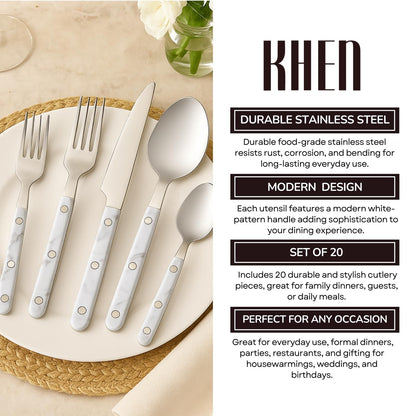 Khen 20-Piece Cutlery Set – Includes Dinner Knives, Forks, Spoons