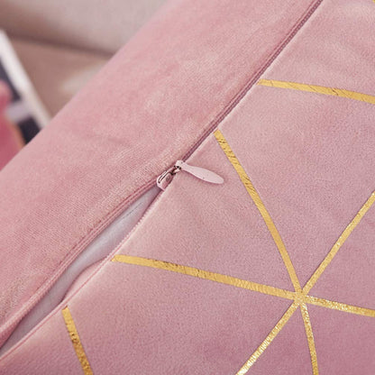 Pack of 2 Throw Pillow Covers Cases - Square Cushion Covers 18"x18" - Pink/gold