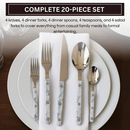 Khen 20-Piece Cutlery Set – Includes Dinner Knives, Forks, Spoons