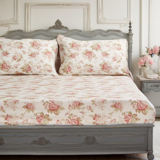 DaDa Bedding Hint of Mint Floral Cotton Fitted Sheet Set