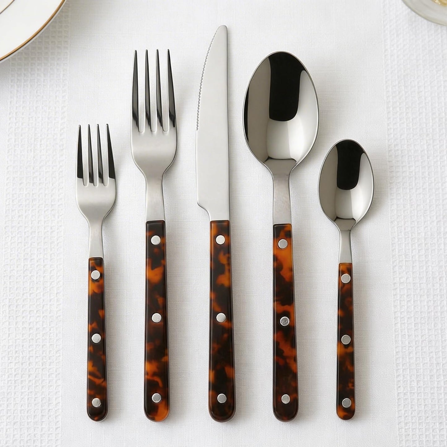 Premium Stainless Steel Flatware Set, 20 Piece Tortoise