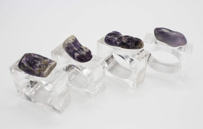 Fennco Styles Natural Stone Napkin Rings, Set of 4 - Natural Rock Napkin Holders for Home Décor, Dining Table, Banquet, Everyday Use and Special Occasion