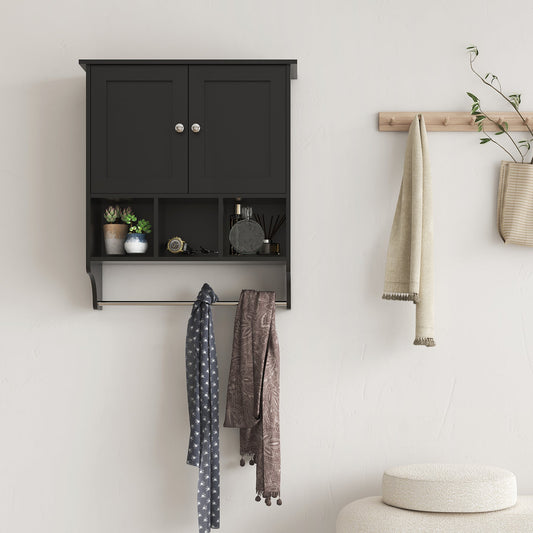 Premium Space Saving Wall Cabinet with 2 Doors in Black