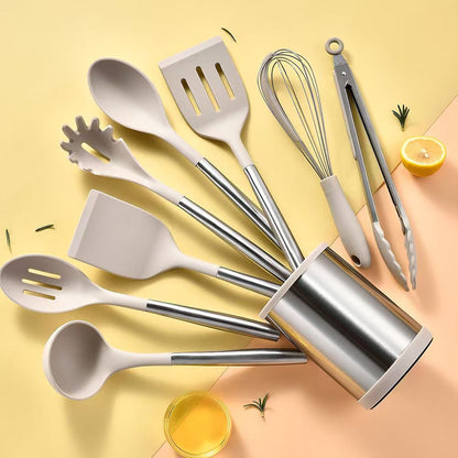 Non-stick Cookware Spatula And Spoon Rotating Storage Bucket Set