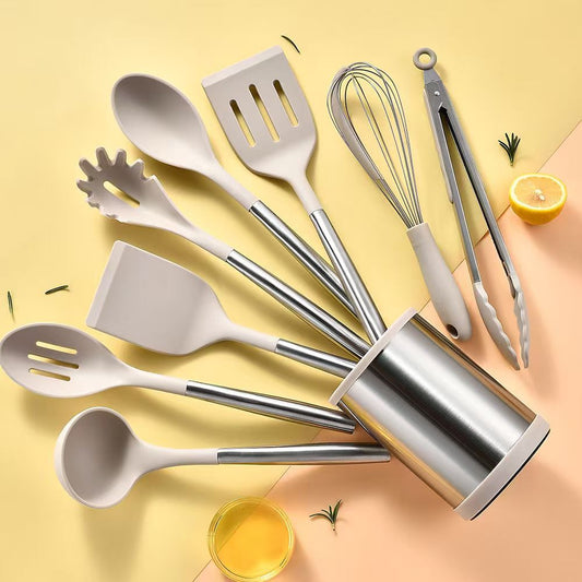 Non-stick Cookware Spatula And Spoon Rotating Storage Bucket Set