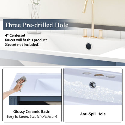 Bathroom Vanity With Sink Storage Cabinet - Blue