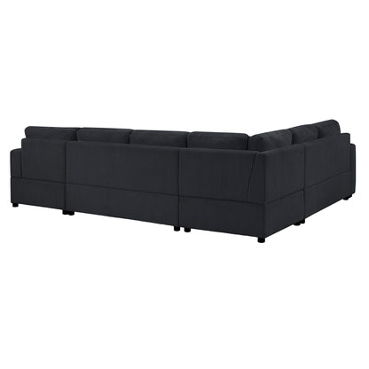Oversized Sectional U-Shaped Sofa With Chaise Lounge And Three Soft Throw Pillows