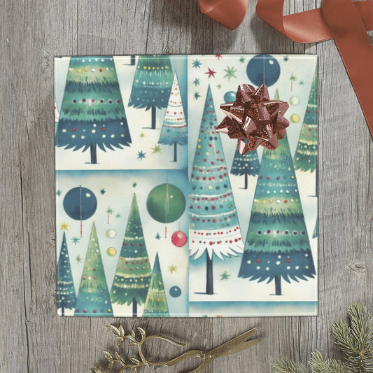 Vintage Christmas Trees Gift Wrapping Paper 58"x 23" (2 Rolls)