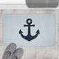 Elegant Nautical Anchor Bath Mat — Coastal Pale Blue Bathroom Rug