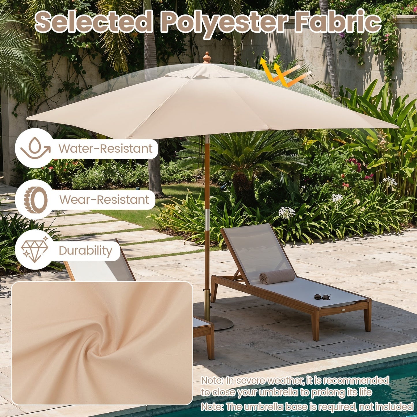 Rectangular Patio Umbrella 7ft with Adjustable Tilt