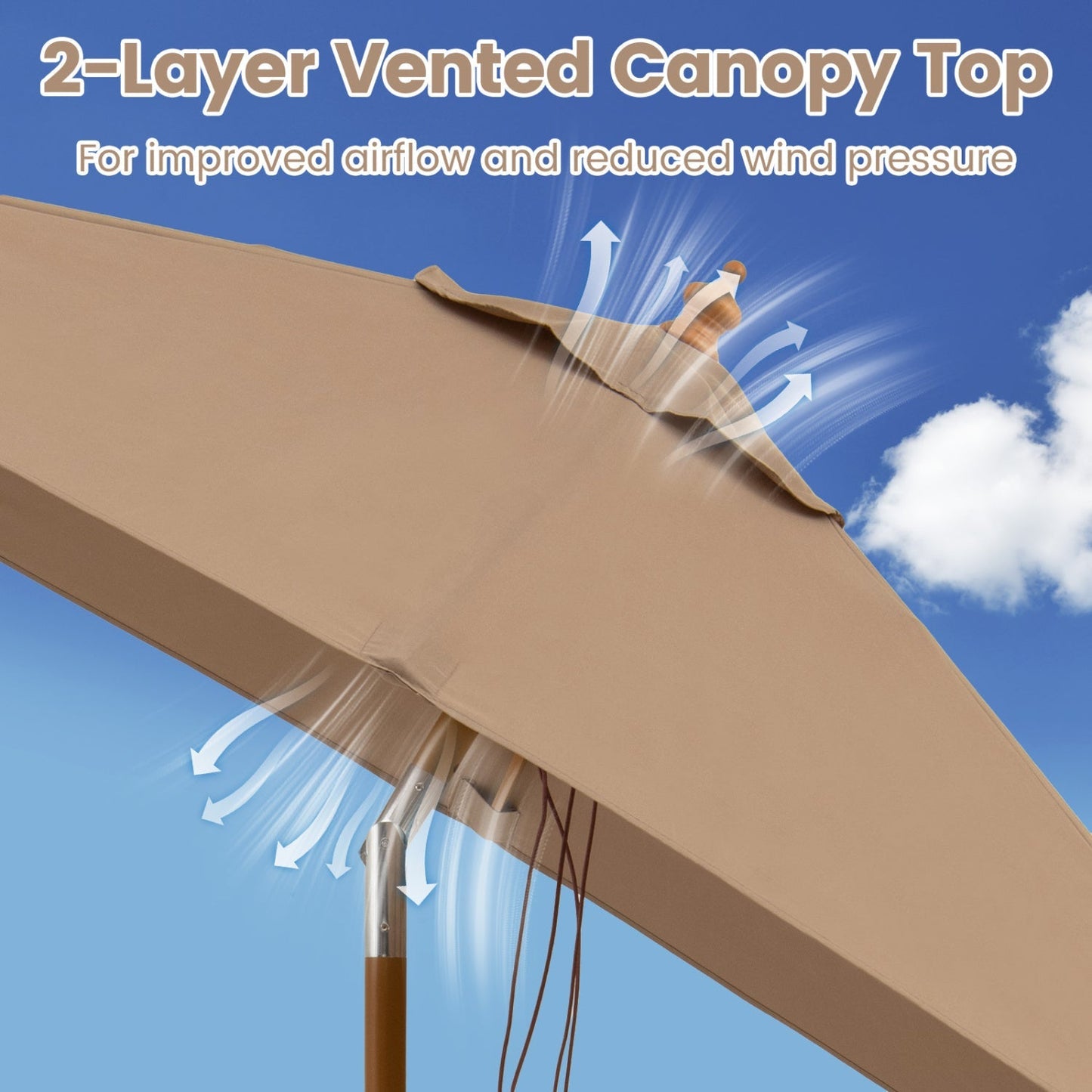 Rectangular Patio Umbrella 7ft with Adjustable Tilt