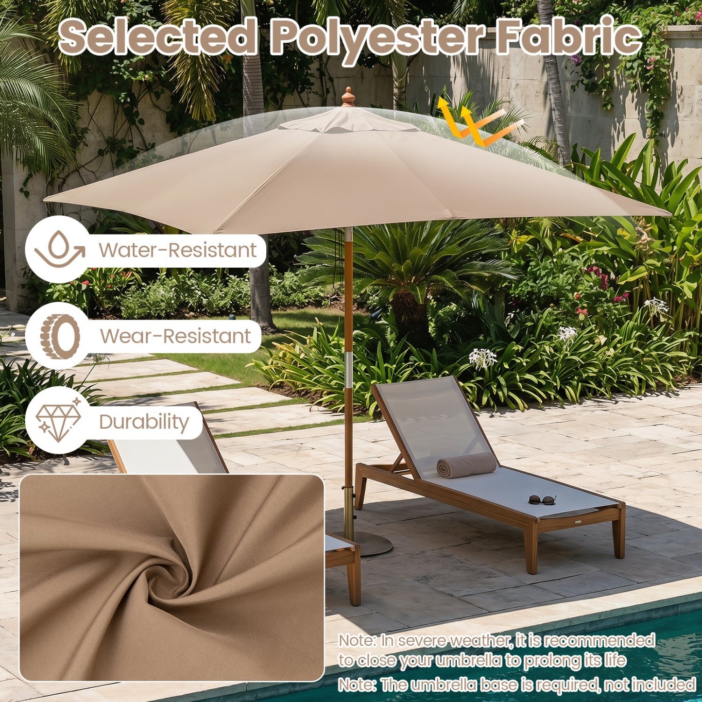 Rectangular Patio Umbrella 7ft with Adjustable Tilt
