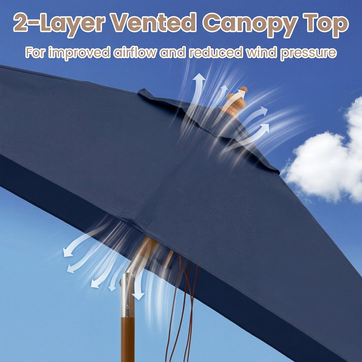 Rectangular Patio Umbrella 7ft with Adjustable Tilt