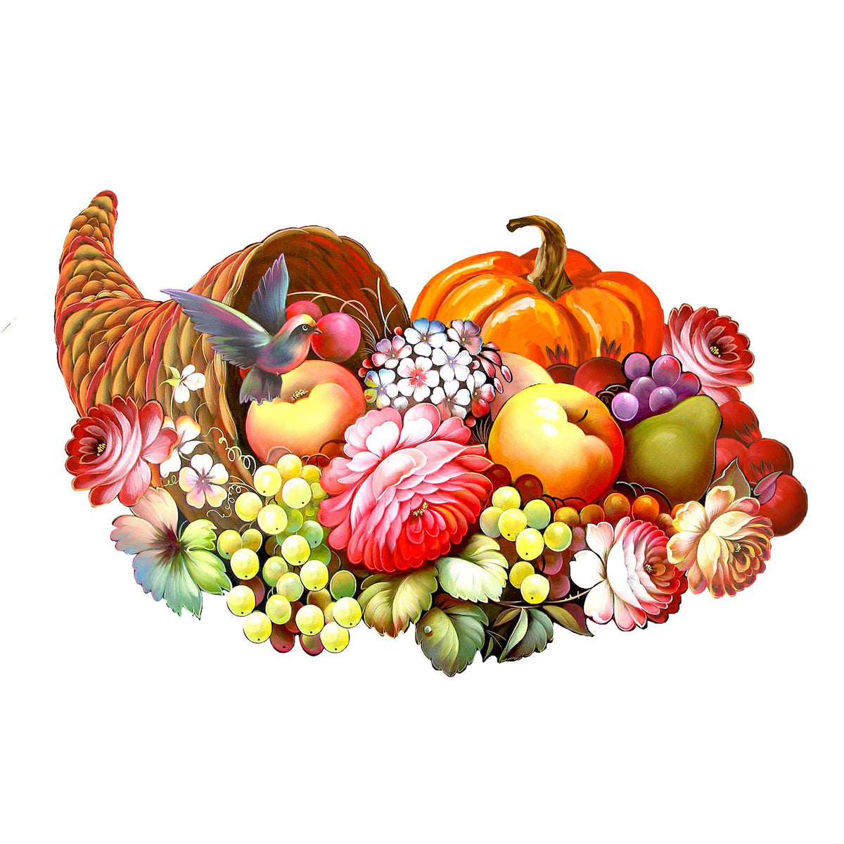 Floral Cornucopia Halloween Door Decor by G. DeBrekht - Thanksgiving Halloween Decor - 8158907H