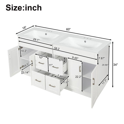 Bathroom Vanity With 2 Doors, 2 Drawers, Adjustable Shelf, Hidden Slides & Soft Close Hinges