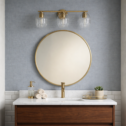 Luster Three Lights Vanity with Clear Glass for Bathrooms