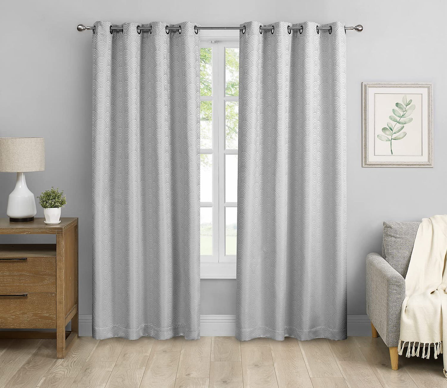 Fennco Styles Grommet Top Scallop Pattern Blackout Window Curtains 2 Panels Set for Bedroom, Living Room, Patio Door Backing Sliding Glass Door Drape
