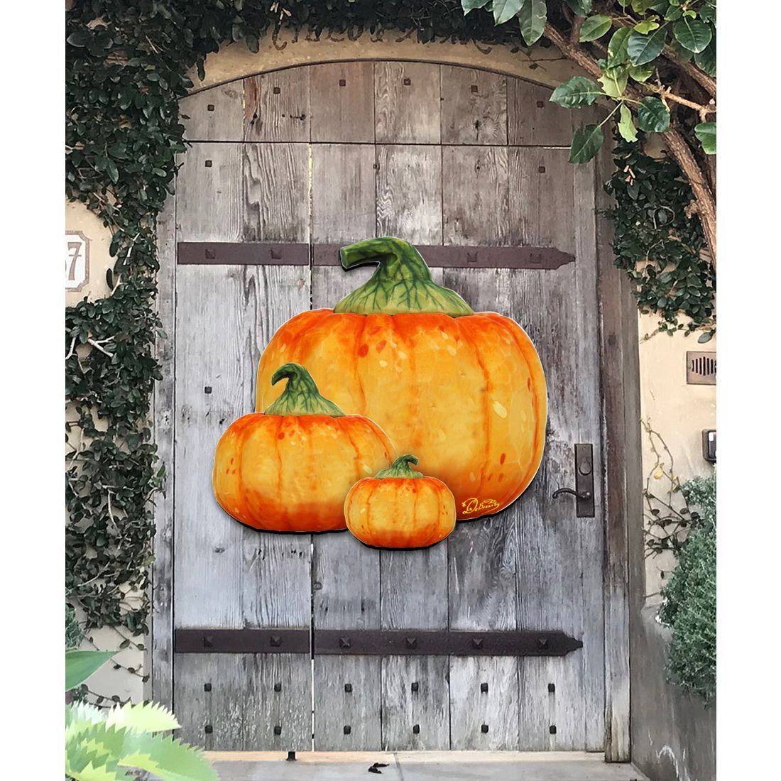 Stacking Pumpkins Halloween Door Decor by G. DeBrekht - Thanksgiving Halloween Decor - 8158414-2H