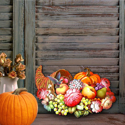 Floral Cornucopia Halloween Door Decor by G. DeBrekht - Thanksgiving Halloween Decor - 8158907H