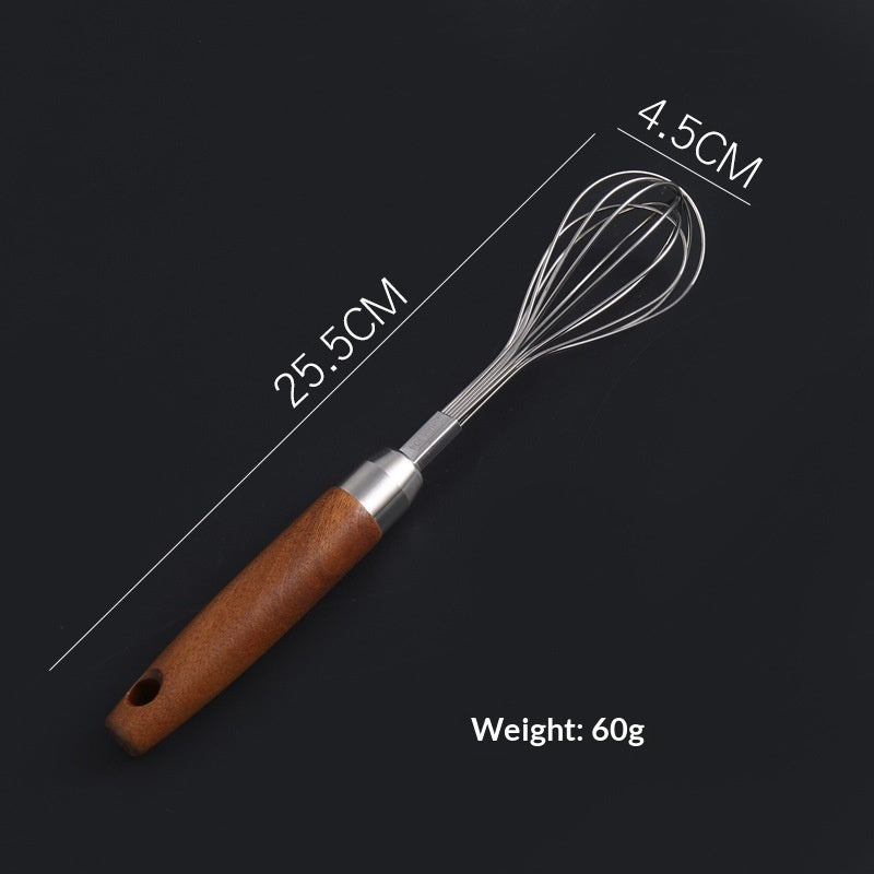 Stainless Steel Wooden-handled Manual Kitchen Mixeregg Beater Gadget