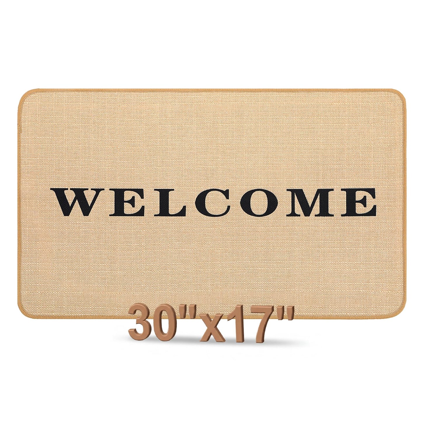 Woven Jute Braided Rug 30"x17" Welcome Front Door Mat with Non-Slip Backing for