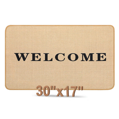 Woven Jute Braided Rug 30"x17" Welcome Front Door Mat with Non-Slip Backing for