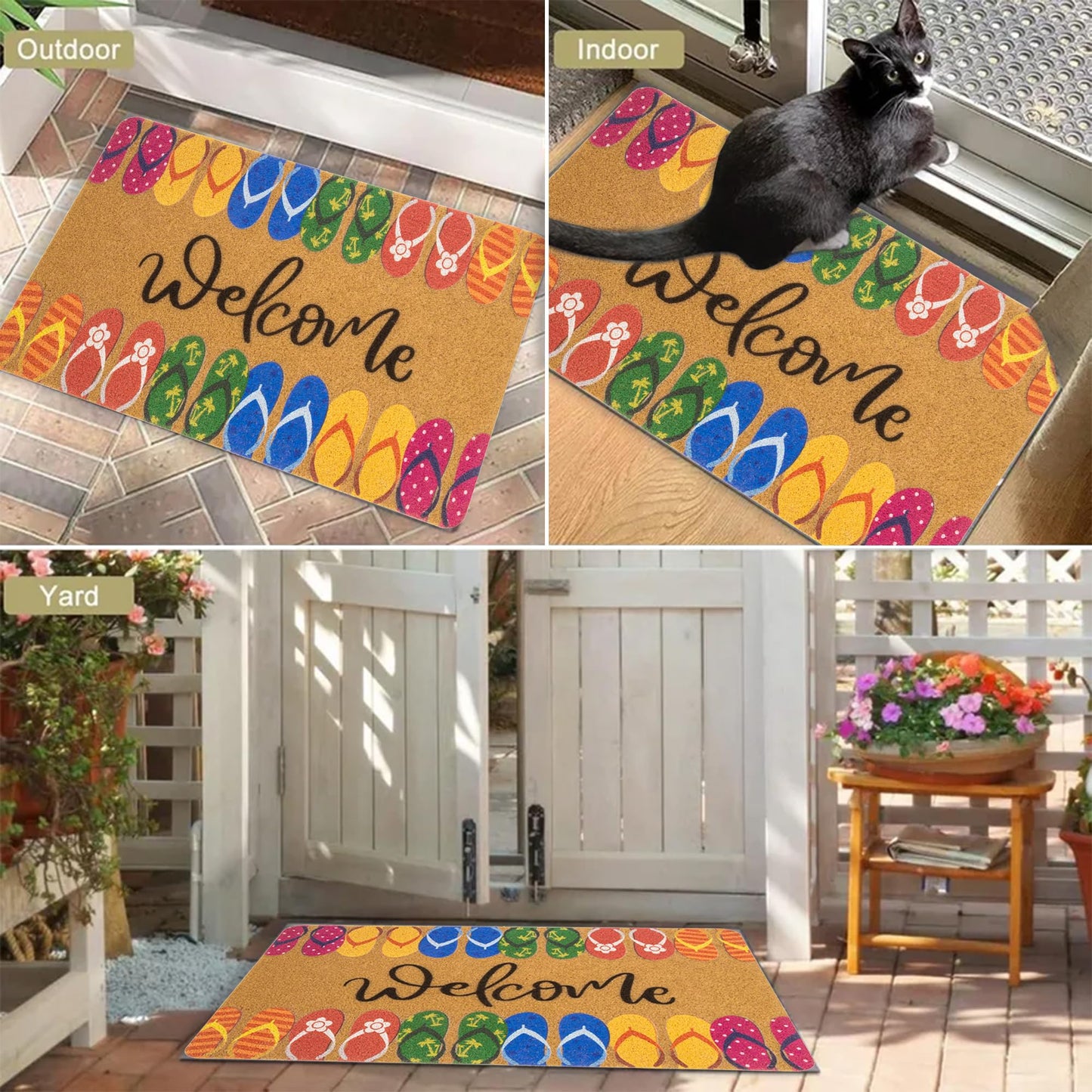 Welcome Mats for Front Door, Indoor, Outdoor, Entryway, Faux-Coir Funny Beach Do