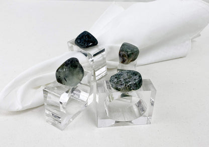Fennco Styles Natural Stone Napkin Rings, Set of 4 - Natural Rock Napkin Holders for Home Décor, Dining Table, Banquet, Everyday Use and Special Occasion