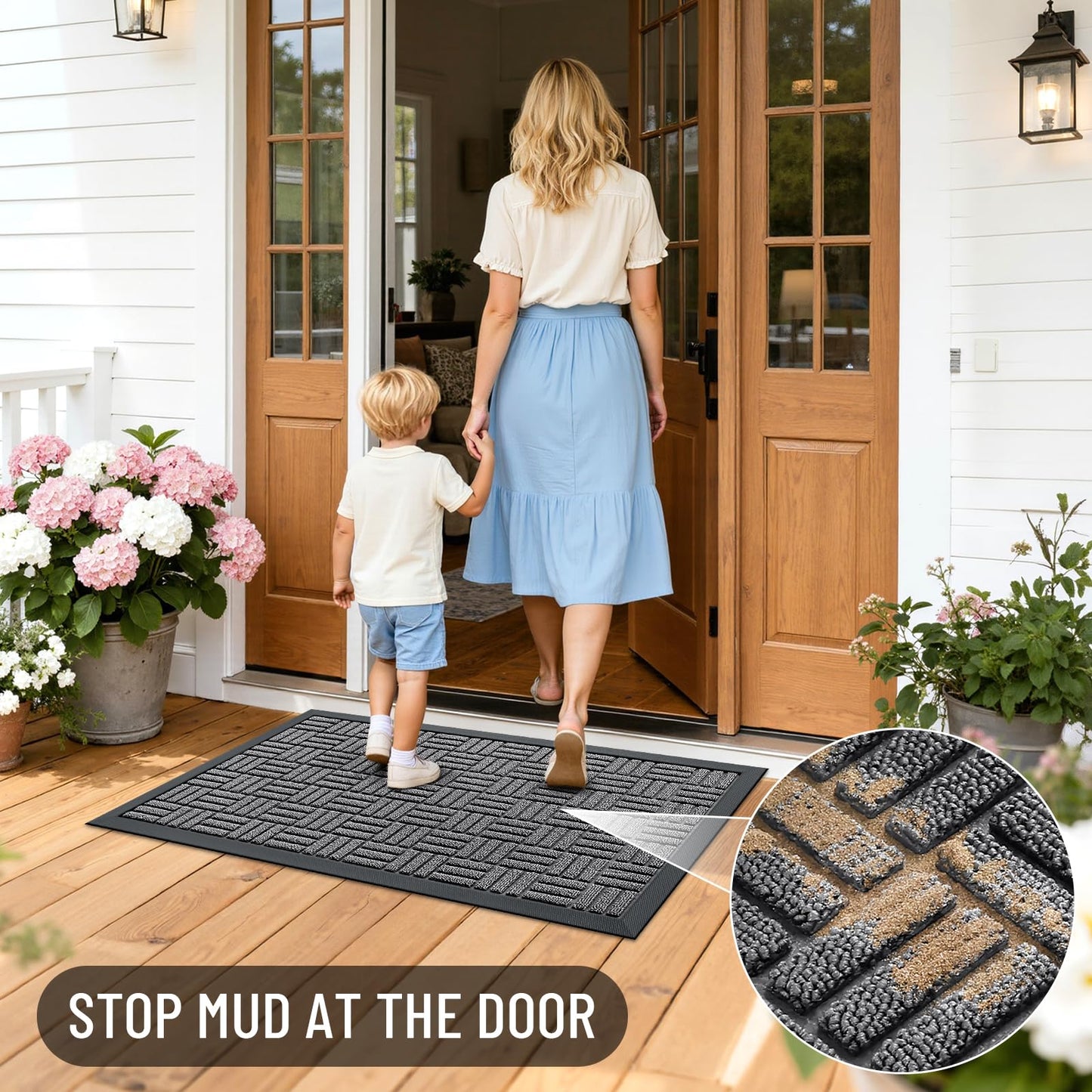 Front Door Mat Outside Entrance 29.5x17, Absorbent, Heavy Duty Sturdy Natural Ru