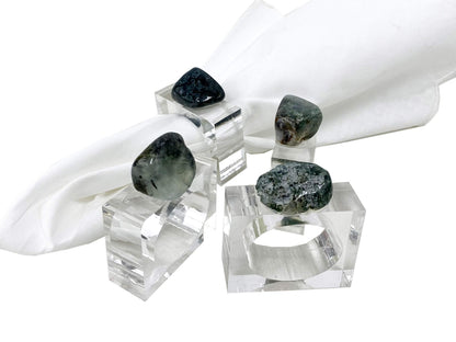 Fennco Styles Natural Stone Napkin Rings, Set of 4 - Natural Rock Napkin Holders for Home Décor, Dining Table, Banquet, Everyday Use and Special Occasion