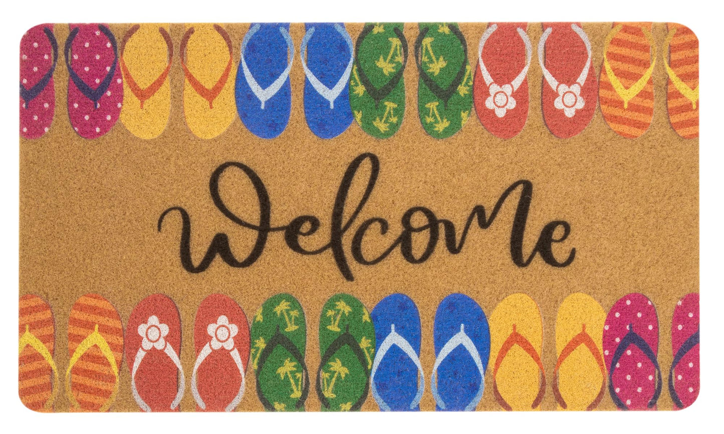 Welcome Mats for Front Door, Indoor, Outdoor, Entryway, Faux-Coir Funny Beach Do