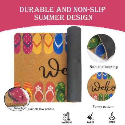 Welcome Mats for Front Door, Indoor, Outdoor, Entryway, Faux-Coir Funny Beach Do