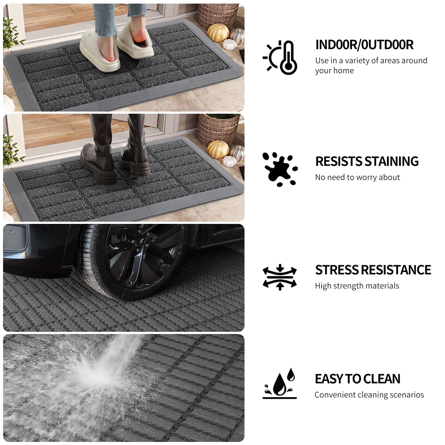 Heavy Duty Door Mat - DIY Interlocking Design, Dirt Trapper Front Doormat, 27.5x