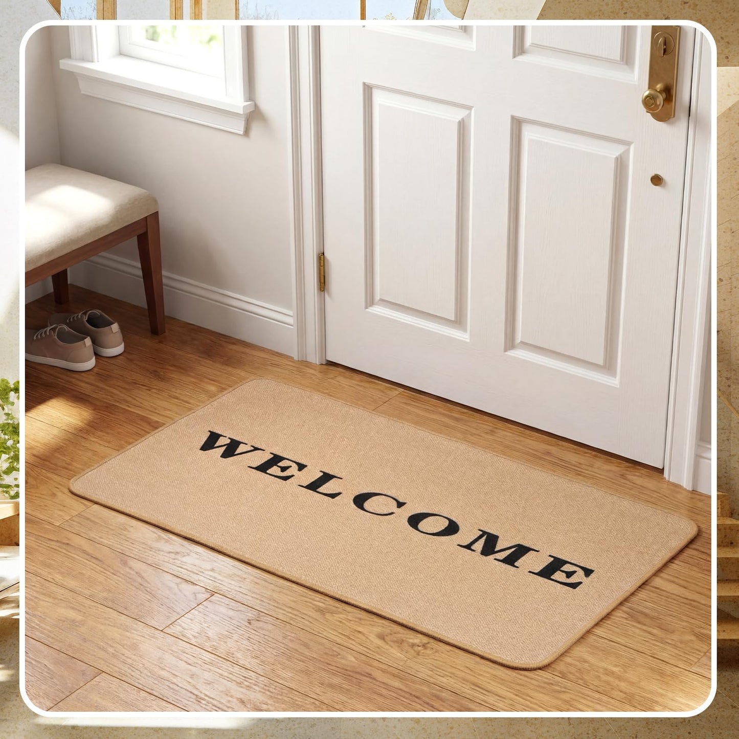 Woven Jute Braided Rug 30"x17" Welcome Front Door Mat with Non-Slip Backing for