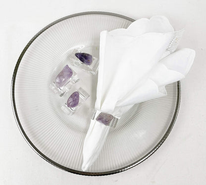 Fennco Styles Natural Stone Napkin Rings, Set of 4 - Natural Rock Napkin Holders for Home Décor, Dining Table, Banquet, Everyday Use and Special Occasion