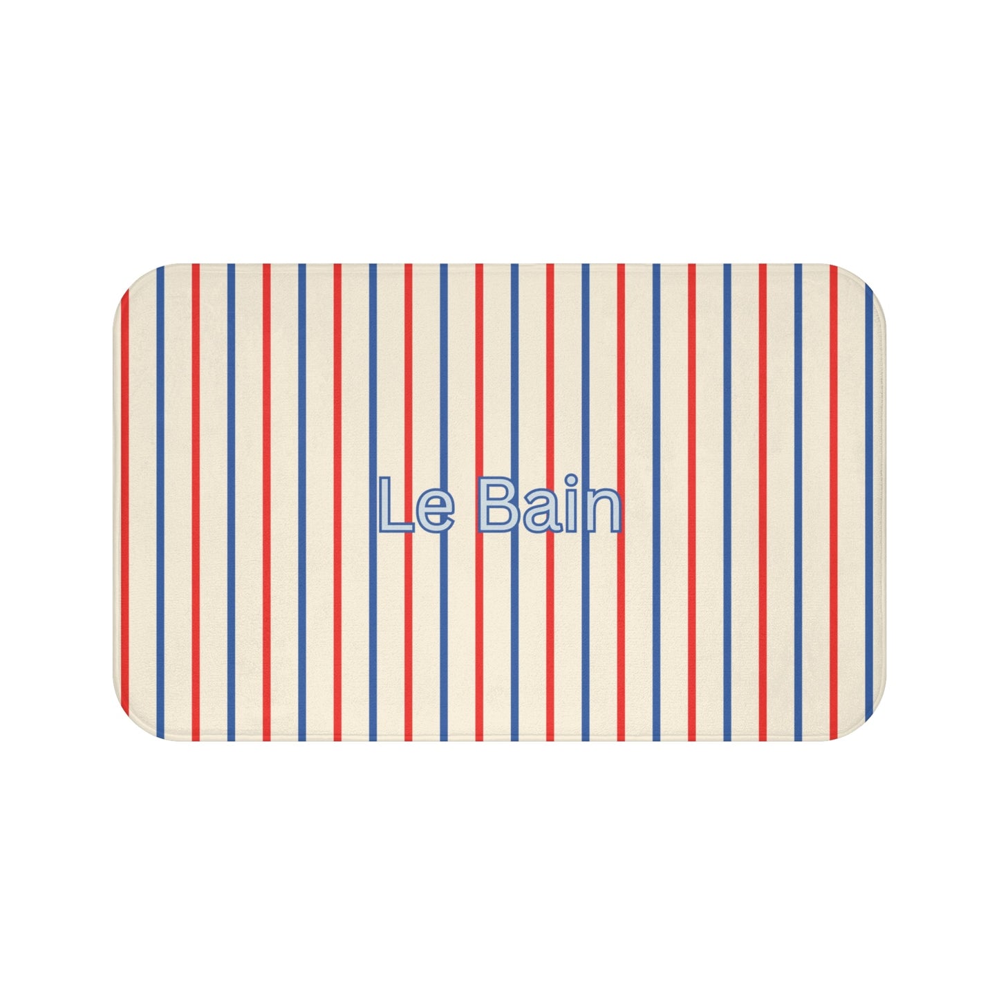 Le Bain Tricolor Striped Bath Mat, CREAM — French-Inspired Red & Blue Bathroom Rug