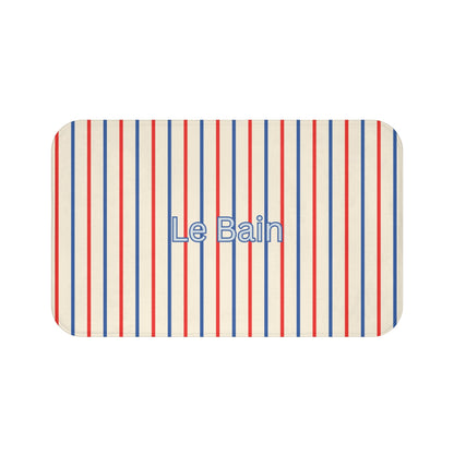 Le Bain Tricolor Striped Bath Mat, CREAM — French-Inspired Red & Blue Bathroom Rug