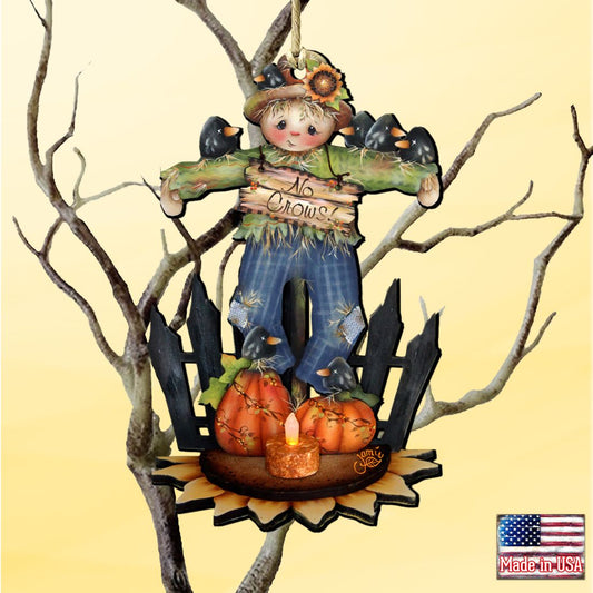 No Crows Scarecrow Wooden Ornaments Halloween by Jamie Mills-Price - Thanksgiving Halloween Decor - 8457404