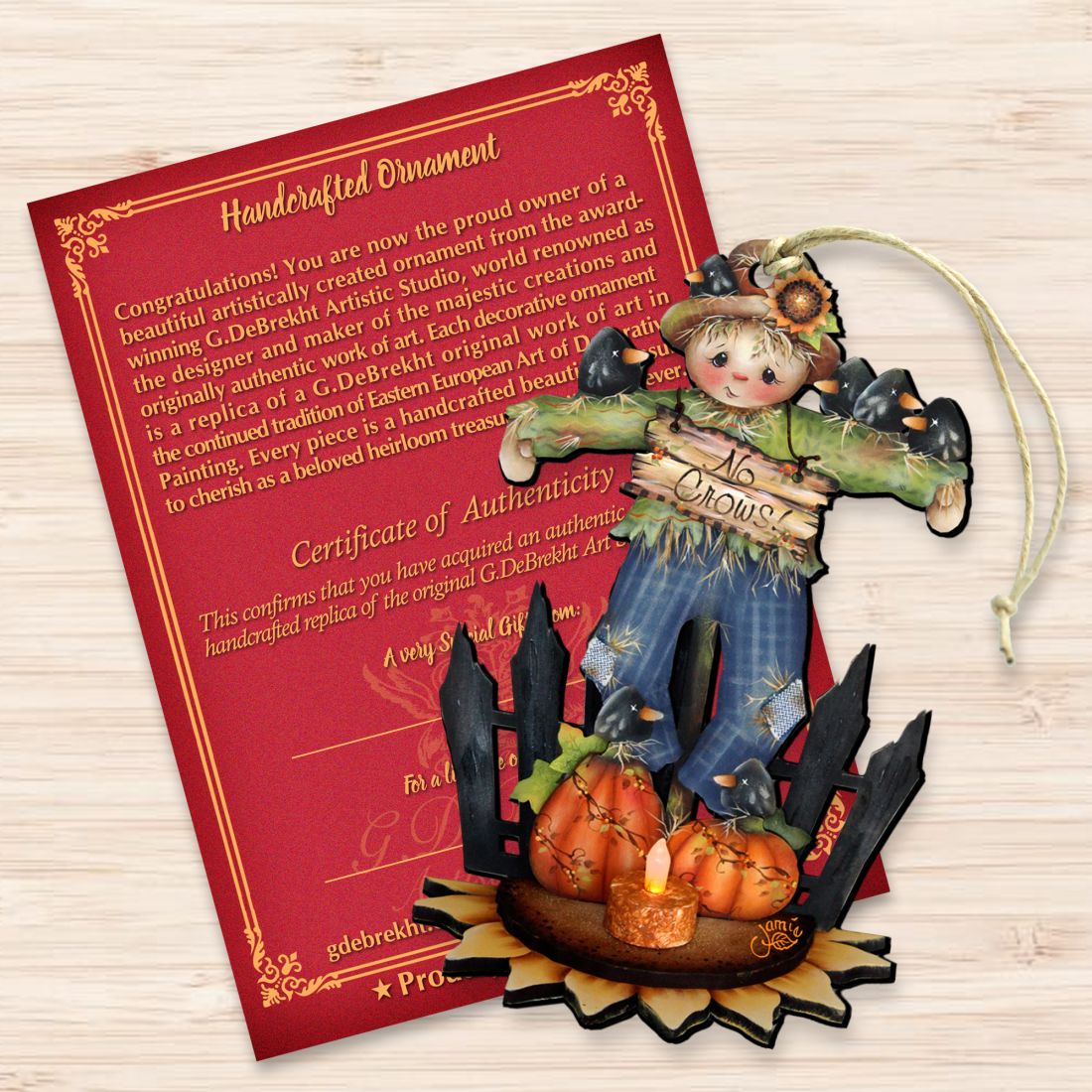 No Crows Scarecrow Wooden Ornaments Halloween by Jamie Mills-Price - Thanksgiving Halloween Decor - 8457404