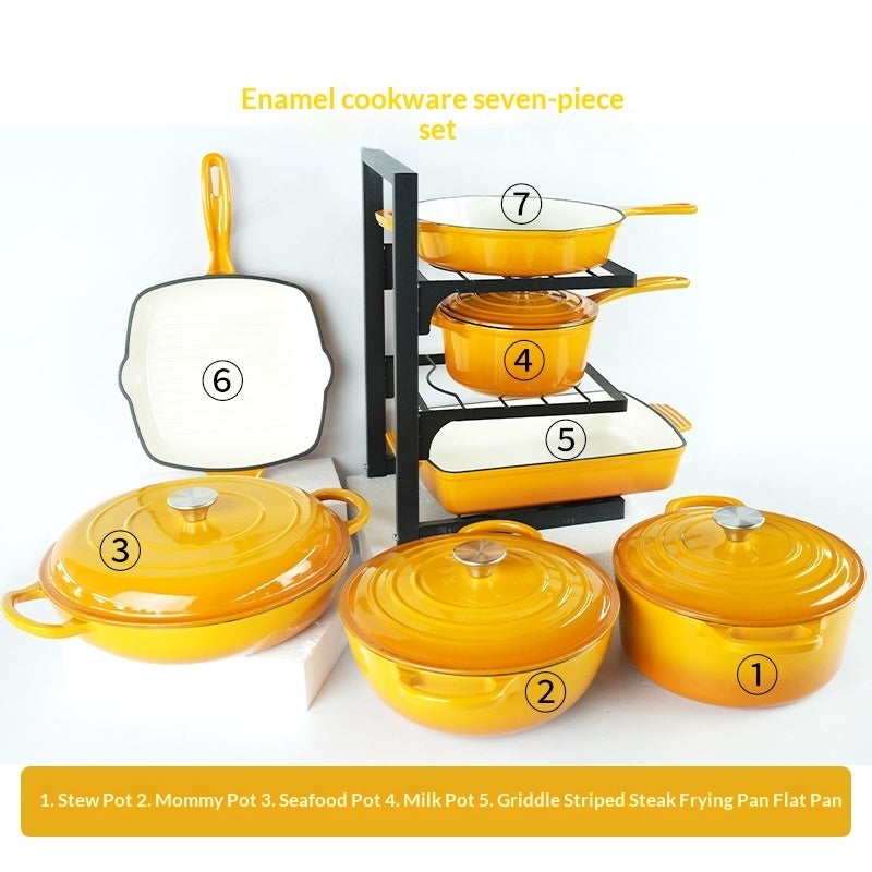 7-Piece Cast Iron Enamel Cookware Set