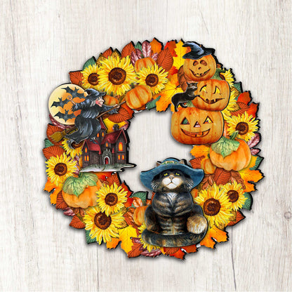 Halloween Holiday Door Wreath by G. DeBrekht - Thanksgiving Halloween Decor - 8185317H
