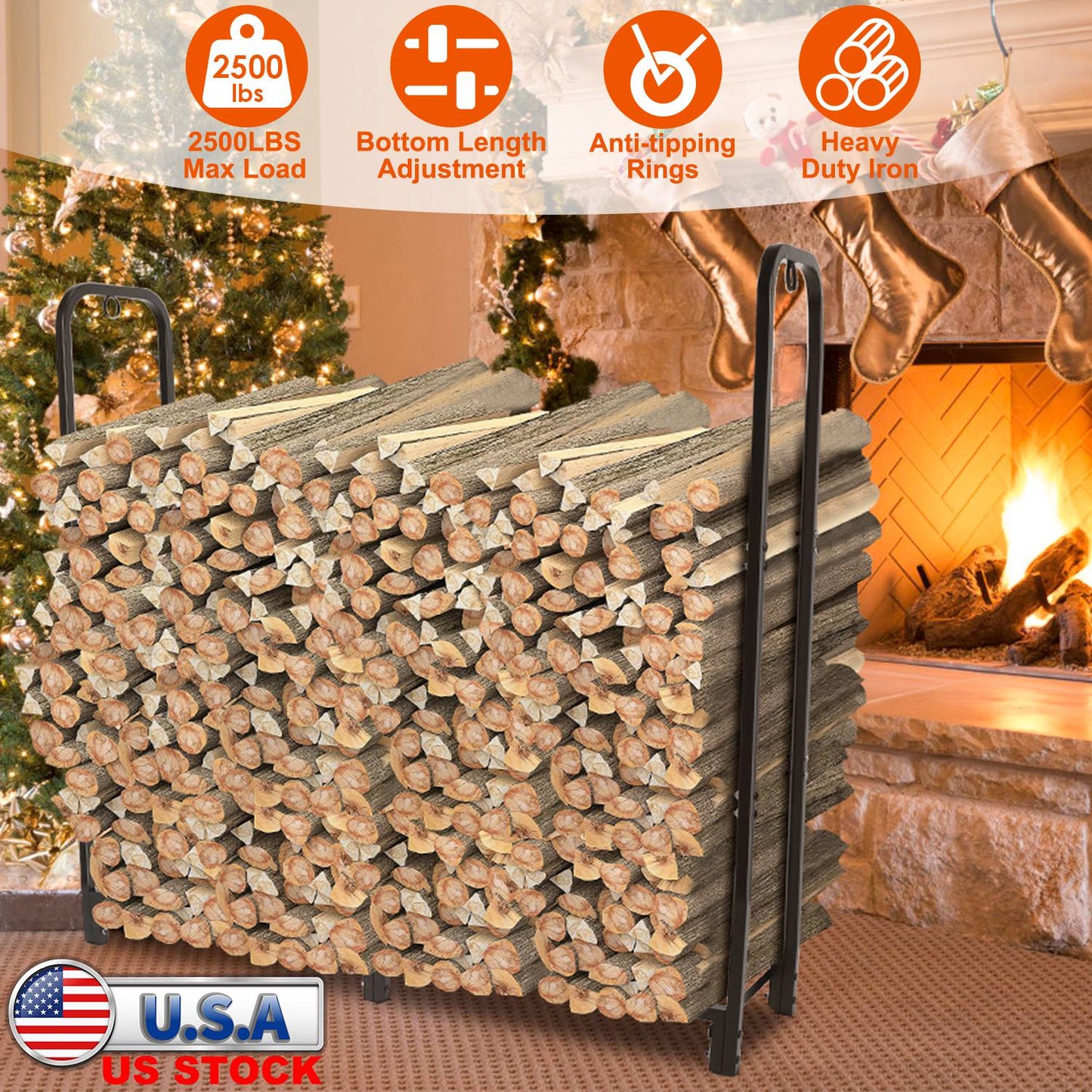 Firewood Log Rack for Home Use Heavy Duty Wood Storage