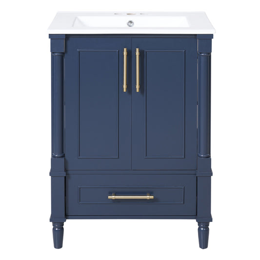 Bathroom Vanity With Ornate French Cylinder Legs, Soft Close Drawer