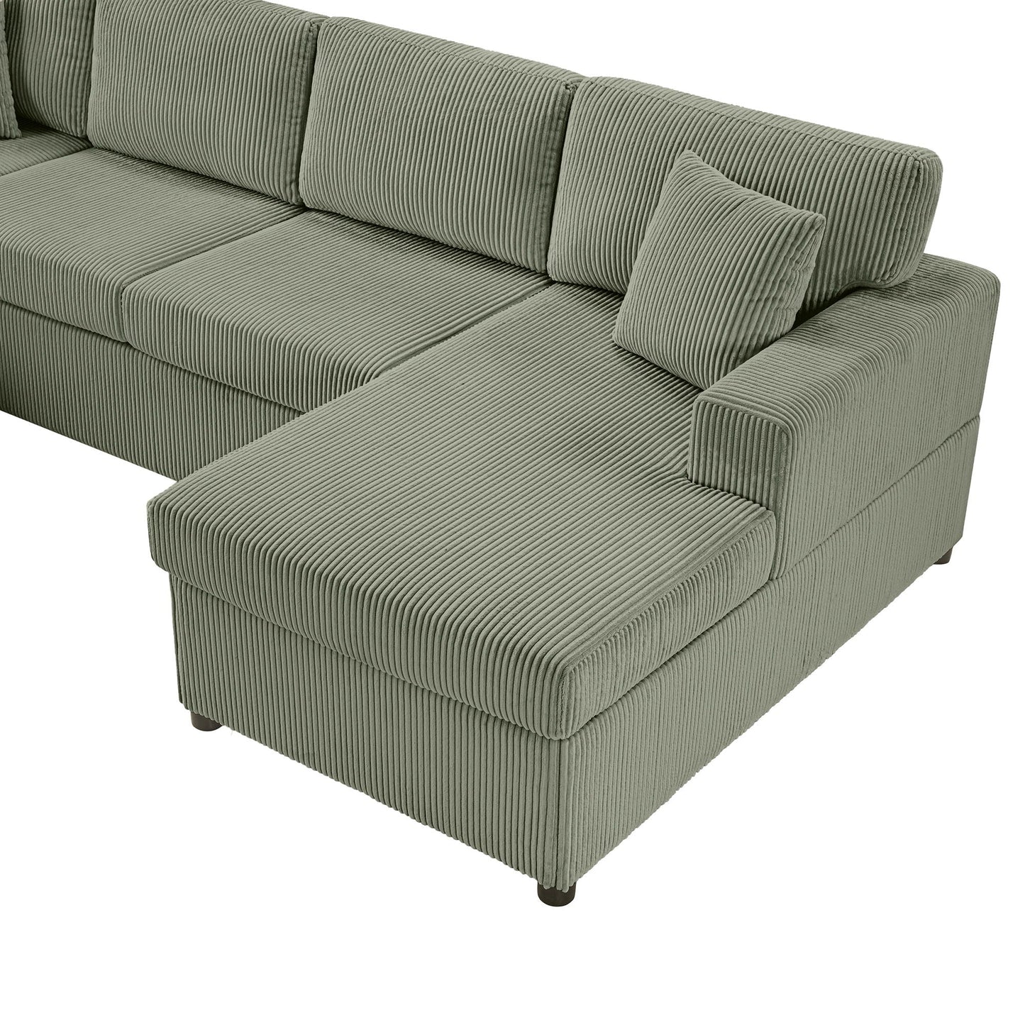 Oversized Sectional U-Shaped Sofa With Chaise Lounge And Three Soft Throw Pillows