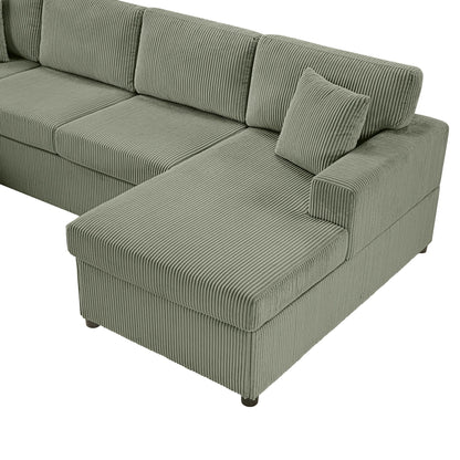 Oversized Sectional U-Shaped Sofa With Chaise Lounge And Three Soft Throw Pillows