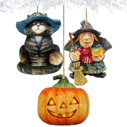 Wicked Halloween Wooden Ornaments Set of 3 by G. DeBrekht - Thanksgiving Halloween Decor - 8100026S3