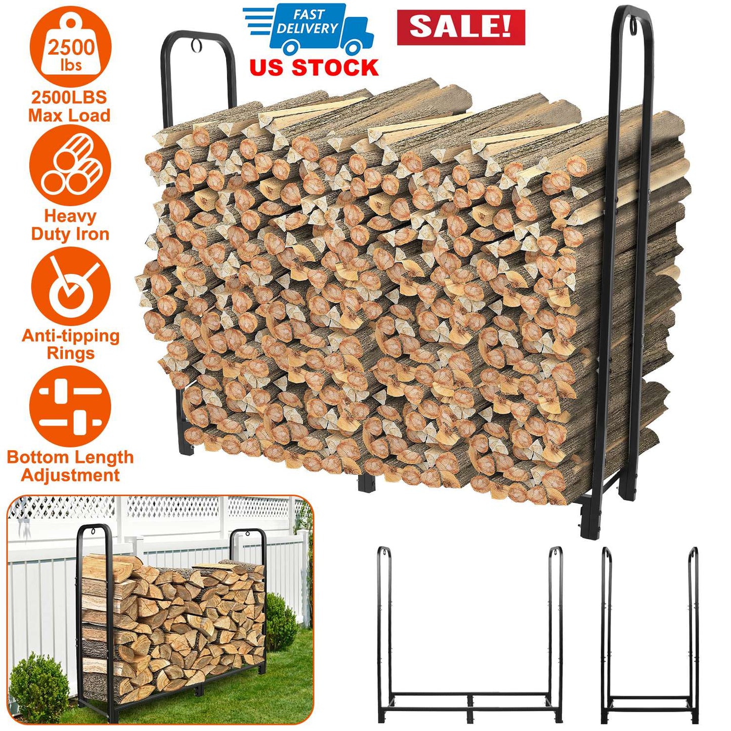 Firewood Log Rack for Home Use Heavy Duty Wood Storage
