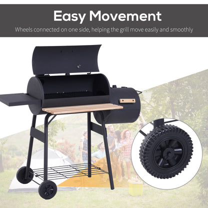 Outsunny 48' Steel Portable Backyard Charcoal BBQ Grill and Offset Smoker Combo