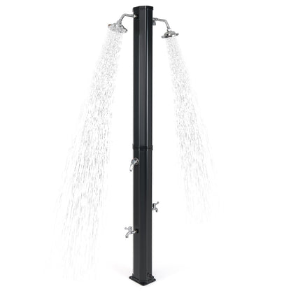 9.3 Gallon Solar Heated Outdoor Shower with Dual Shower Heads-Black
