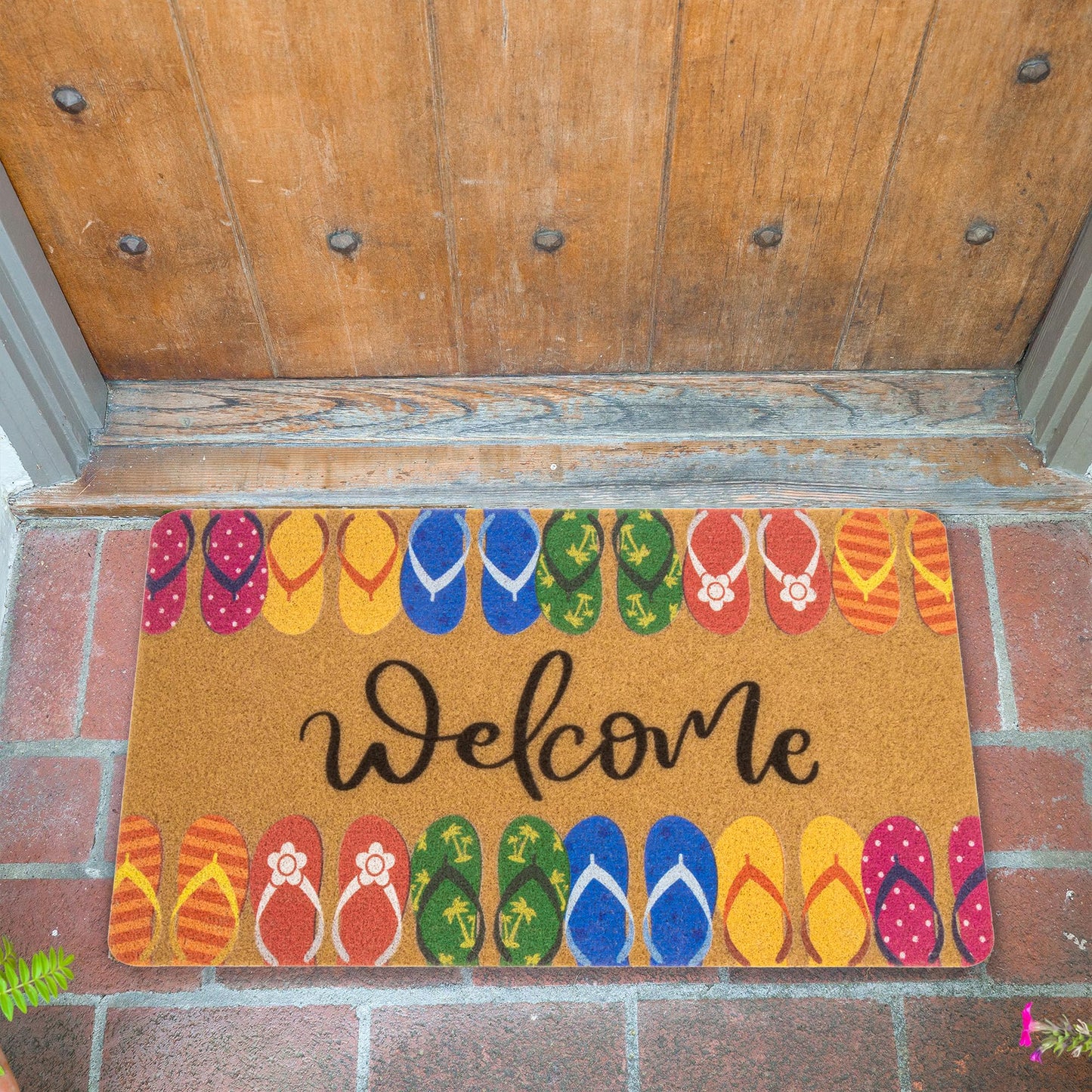 Welcome Mats for Front Door, Indoor, Outdoor, Entryway, Faux-Coir Funny Beach Do